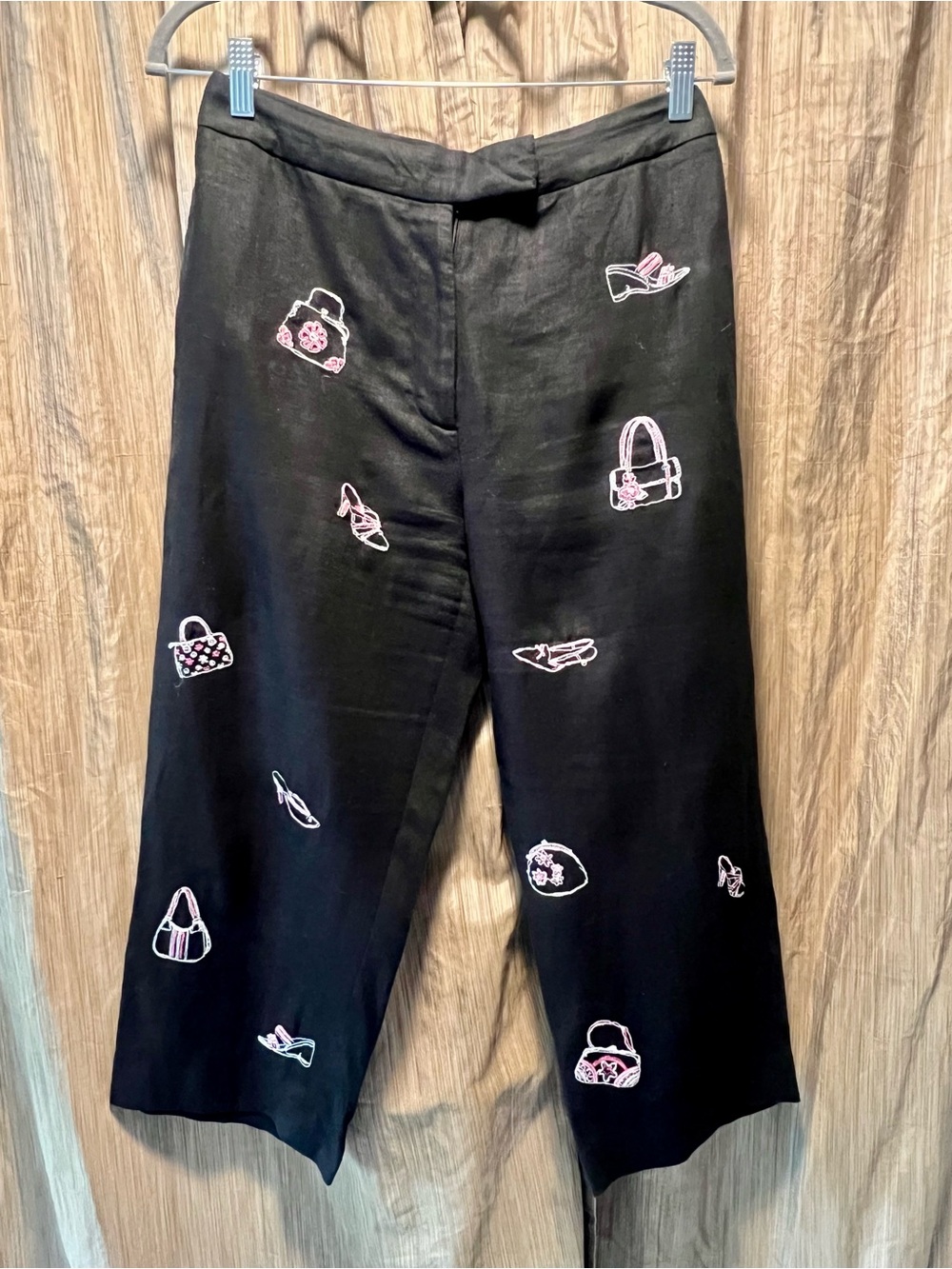 Black linen Cropped trouser pants size 8P